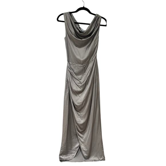 & Other Stories Gray Satin Draped Long Elegant Formal Dress Gown Size 2 - Picture 1 of 7